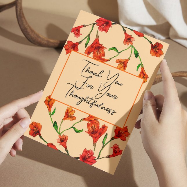Tarjeta De Agradecimiento Boda de acuarela floral naranja (Subido por el creador)