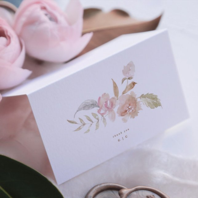 Tarjeta De Agradecimiento Boda de acuarela floral romántica desnuda (Subido por el creador)