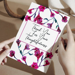 Tarjeta De Agradecimiento Boda de acuarela floral rosa brillante