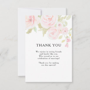 Tarjeta De Agradecimiento Boda de acuarela floral rosa de Rubor
