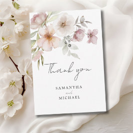 Tarjeta De Agradecimiento Boda de acuarela floral rosa de Rubor