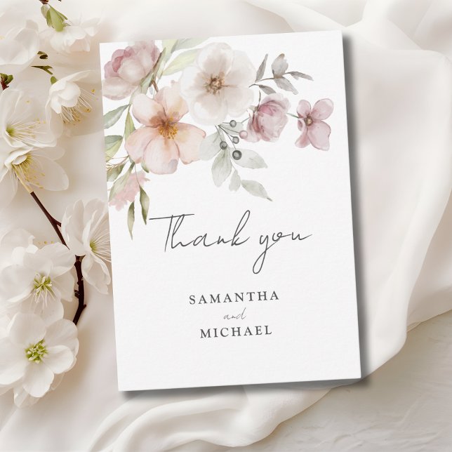 Tarjeta De Agradecimiento Boda de acuarela floral rosa de Rubor (Subido por el creador)