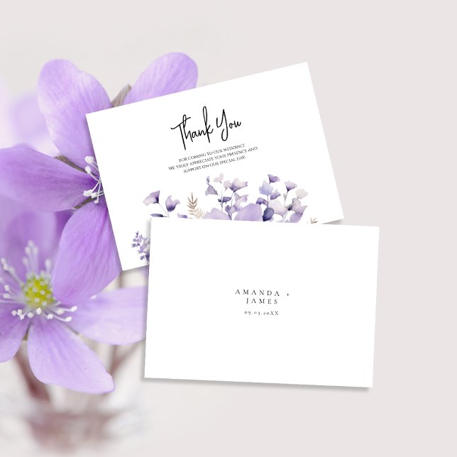 Tarjeta De Agradecimiento Boda de acuarela morado floral (Subido por el creador)