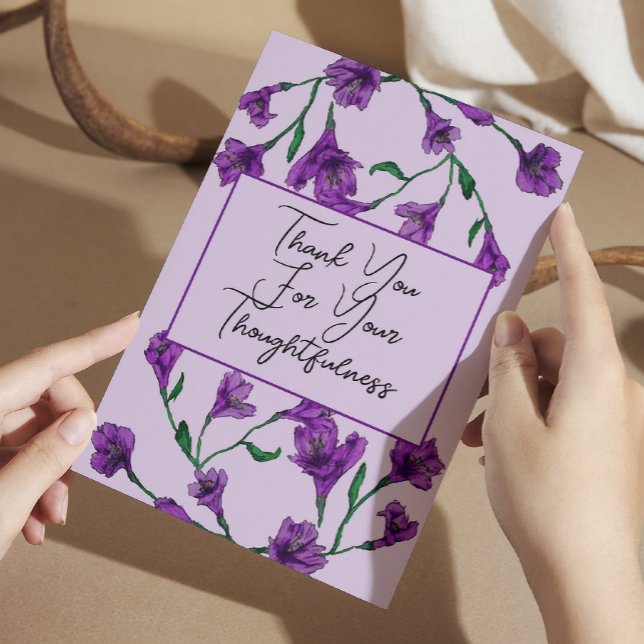 Tarjeta De Agradecimiento Boda de acuarela morado floral (Subido por el creador)