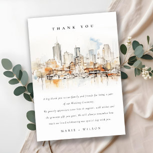 Tarjeta De Agradecimiento Boda de Acuarela Paisaje Atlanta Georgia