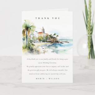 Tarjeta De Agradecimiento Boda de Acuarela Paisaje de San Juan Puerto Rico