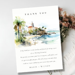 Tarjeta De Agradecimiento Boda de Acuarela Paisaje de San Juan Puerto Rico