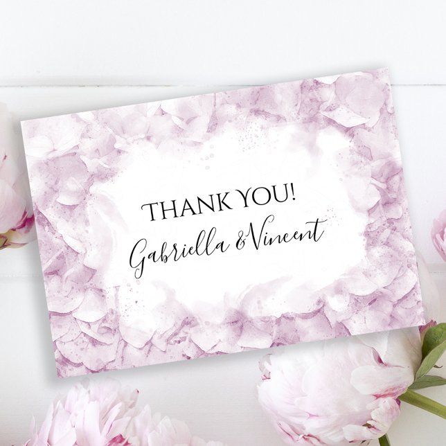 Tarjeta De Agradecimiento Boda de acuarela rosa pálido Hydrangea (Subido por el creador)