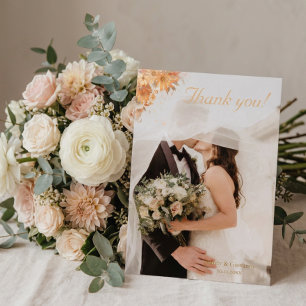 Tarjeta De Agradecimiento Boda de Acuarela Rústica Floral de Otoño