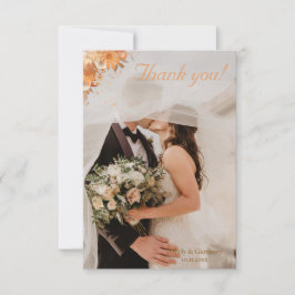Tarjeta De Agradecimiento Boda de Acuarela Rústica Floral de Otoño