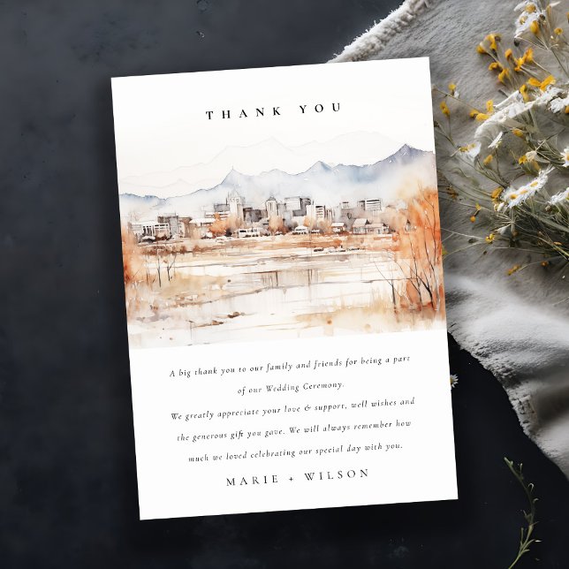 Tarjeta De Agradecimiento Boda de acuarela Utah de Salt Lake City (Subido por el creador)