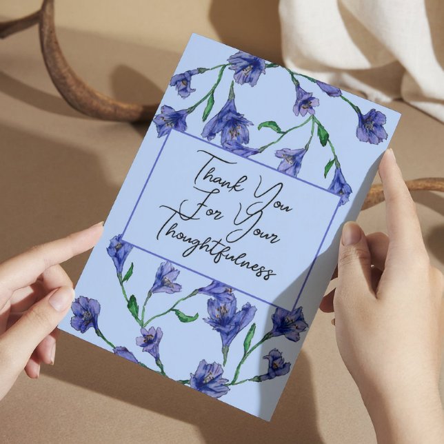 Tarjeta De Agradecimiento Boda de acuarela violeta azul floral (Subido por el creador)