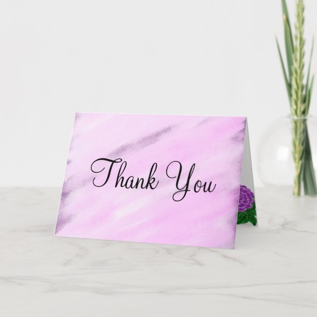Tarjeta De Agradecimiento Boda de acuarela violeta floral (Anverso)