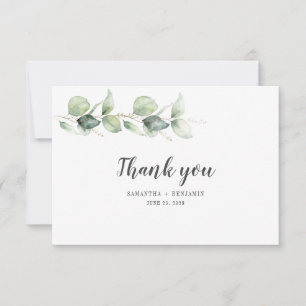 Tarjeta De Agradecimiento Boda de acústica de eucalipto botánico