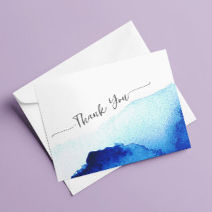 Tarjeta De Agradecimiento Boda de agua moderna en azul añil