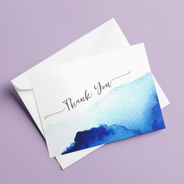 Tarjeta De Agradecimiento Boda de agua moderna en azul añil (Subido por el creador)