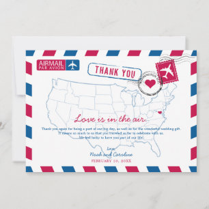 Tarjeta De Agradecimiento Boda de Airmail de Washington DC Gracias