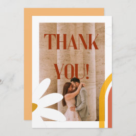 Tarjeta De Agradecimiento Boda de alimentación de flores Groovy Retro