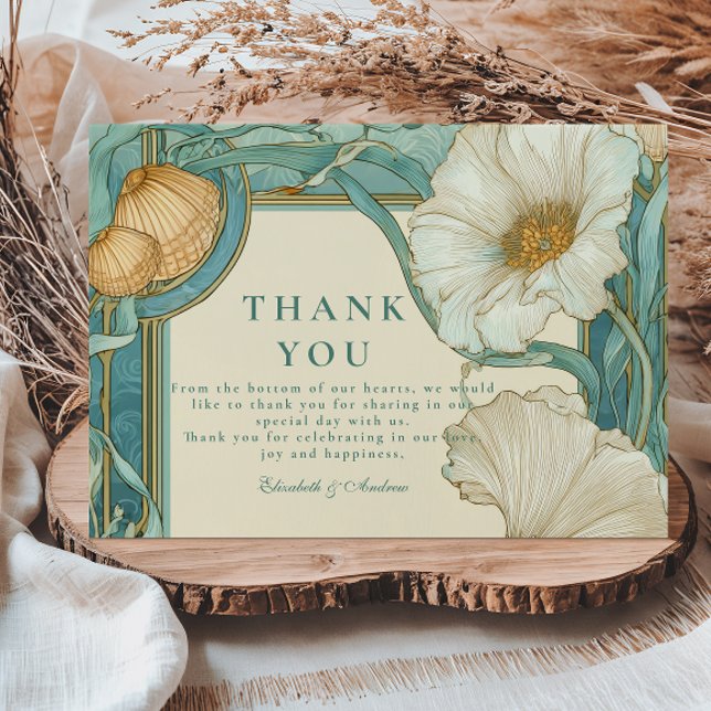 Tarjeta De Agradecimiento Boda de amapola blanca de Art Nouveau (Subido por el creador)