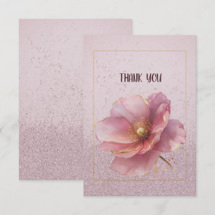 Tarjeta De Agradecimiento Boda de amapola moderna minimalista rosa dorado