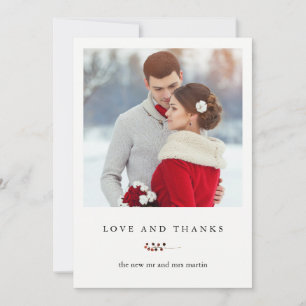 Tarjeta De Agradecimiento Boda de Amor de Fiesta de Bayas de Invierno Gracia