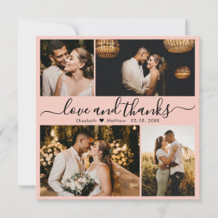 Tarjeta De Agradecimiento Boda de Amor y Gracias Collage de fotos