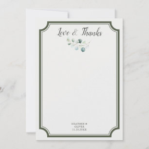 Tarjeta De Agradecimiento Boda de Amor y Gracias con Vegetación