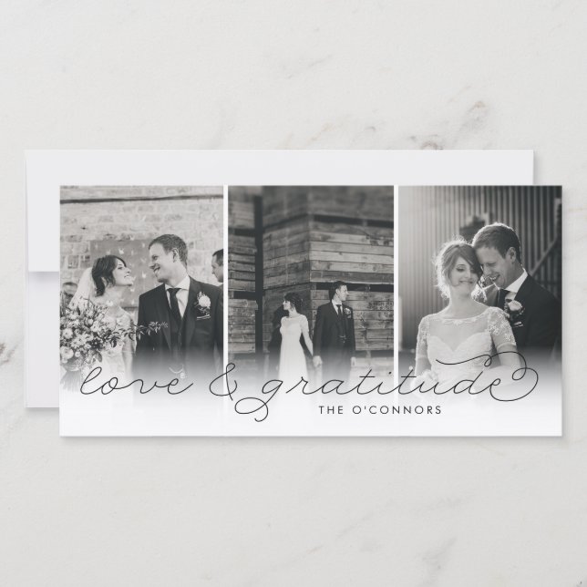 Tarjeta De Agradecimiento Boda de Amor y Gratitud Gracias Cartas Fotográfica (Anverso)