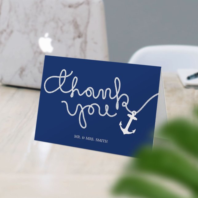 Tarjeta De Agradecimiento Boda de Ancla Náutica y Rope Gracias (Subido por el creador)