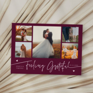 Tarjeta De Agradecimiento Boda de Arándano con Múltiples Fotos Sintiendo Gra