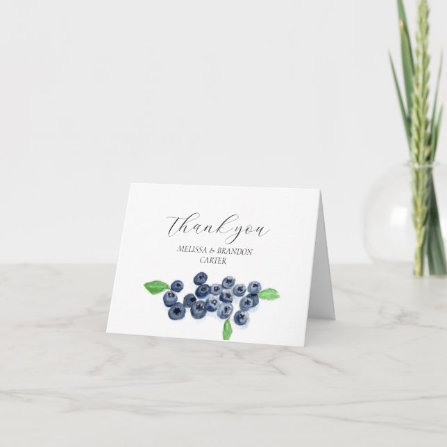 Tarjeta De Agradecimiento Boda de arándanos de arándano azul (Anverso)