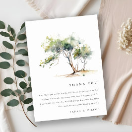 Tarjeta De Agradecimiento Boda de Árbol Botánico Simple Mínimo