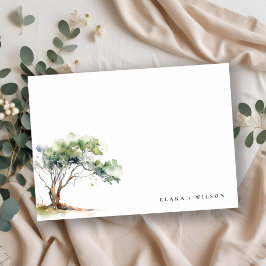 Tarjeta De Agradecimiento Boda de Árbol Botánico Simple Mínimo