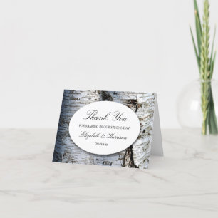 Tarjeta De Agradecimiento Boda de árbol de birch rústico del país