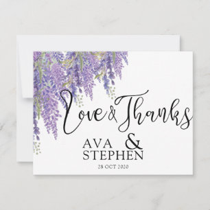 Tarjeta De Agradecimiento Boda de árbol de la glicinia púrpura Gracias