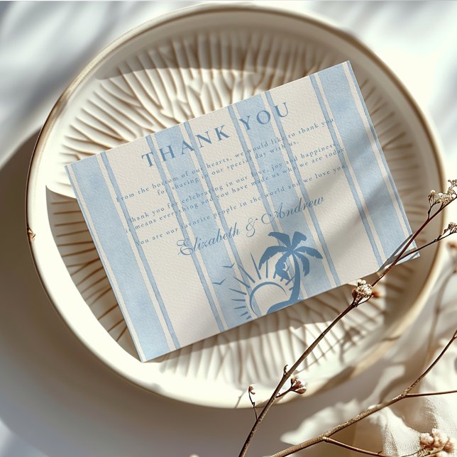 Tarjeta De Agradecimiento Boda de árbol de palmas dibujado a mano náutica (Subido por el creador)