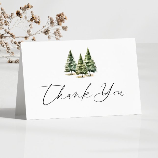 Tarjeta De Agradecimiento Boda De Árbol De Pino Snowy De Invierno (Subido por el creador)