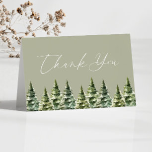 Tarjeta De Agradecimiento Boda De Árbol De Pino Snowy De Invierno