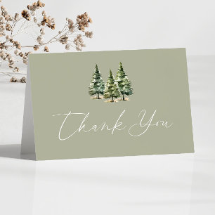 Tarjeta De Agradecimiento Boda De Árbol De Pino Snowy De Invierno