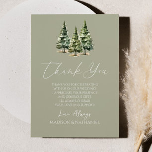 Tarjeta De Agradecimiento Boda De Árbol De Pino Snowy De Invierno