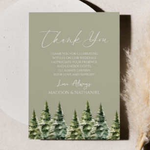 Tarjeta De Agradecimiento Boda De Árbol De Pino Snowy De Invierno