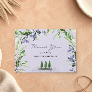 Tarjeta De Agradecimiento Boda de árbol rústico lavanda lila