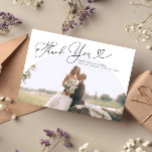 Tarjeta De Agradecimiento Boda de arco blanco Gracias guión<br><div class="desc">Elegante y mínimo boda gracias tarjeta de foto con un gran marco en arco blanco con un tipo de letra que dice "gracias" en la parte superior. Puede agregar una segunda imagen en la parte posterior con un mensaje.</div>
