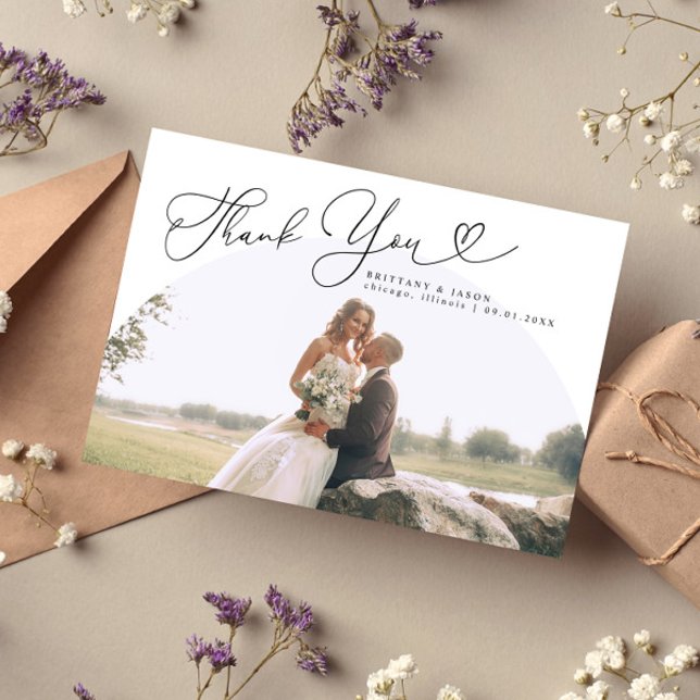 Tarjeta De Agradecimiento Boda de arco blanco Gracias guión (Subido por el creador)