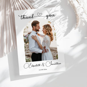 Tarjeta De Agradecimiento Boda de arco fotográfico con guión simple minimali