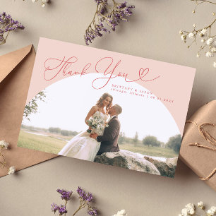Tarjeta De Agradecimiento Boda de arco rosado Gracias guión
