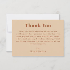 Tarjeta De Agradecimiento Boda de arena de melocotón cálido | Minimalista su