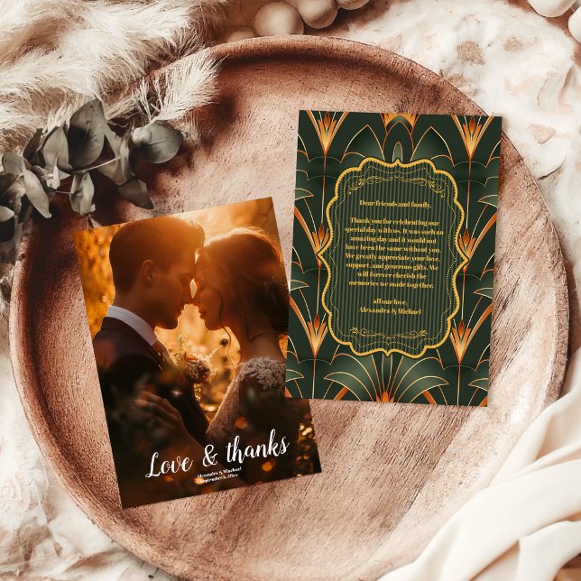 Tarjeta De Agradecimiento Boda de Art Deco Geométrico Elegante (Subido por el creador)