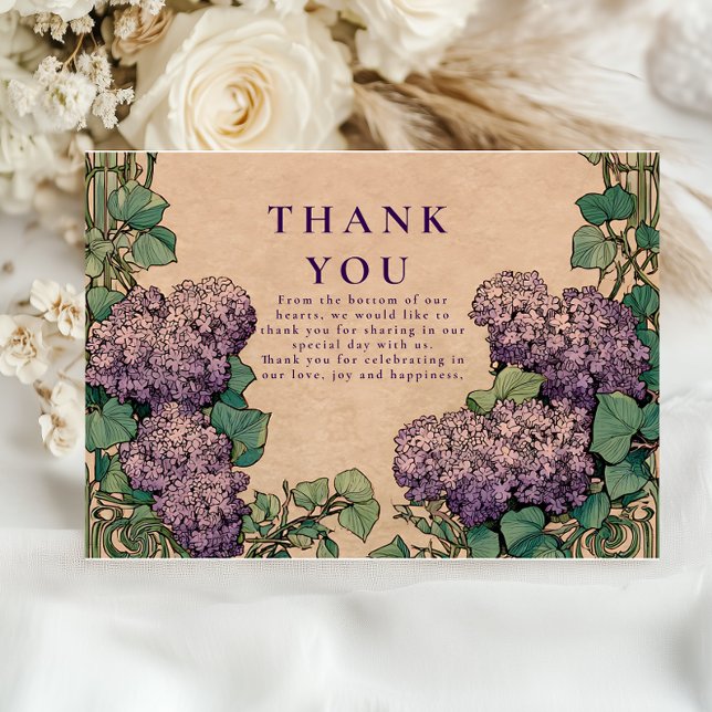 Tarjeta De Agradecimiento Boda de Art Nouveau Lilac (Subido por el creador)