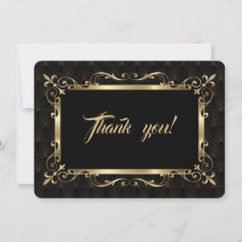 Tarjeta De Agradecimiento Boda de arte del oro de los años 20 con encanto gr